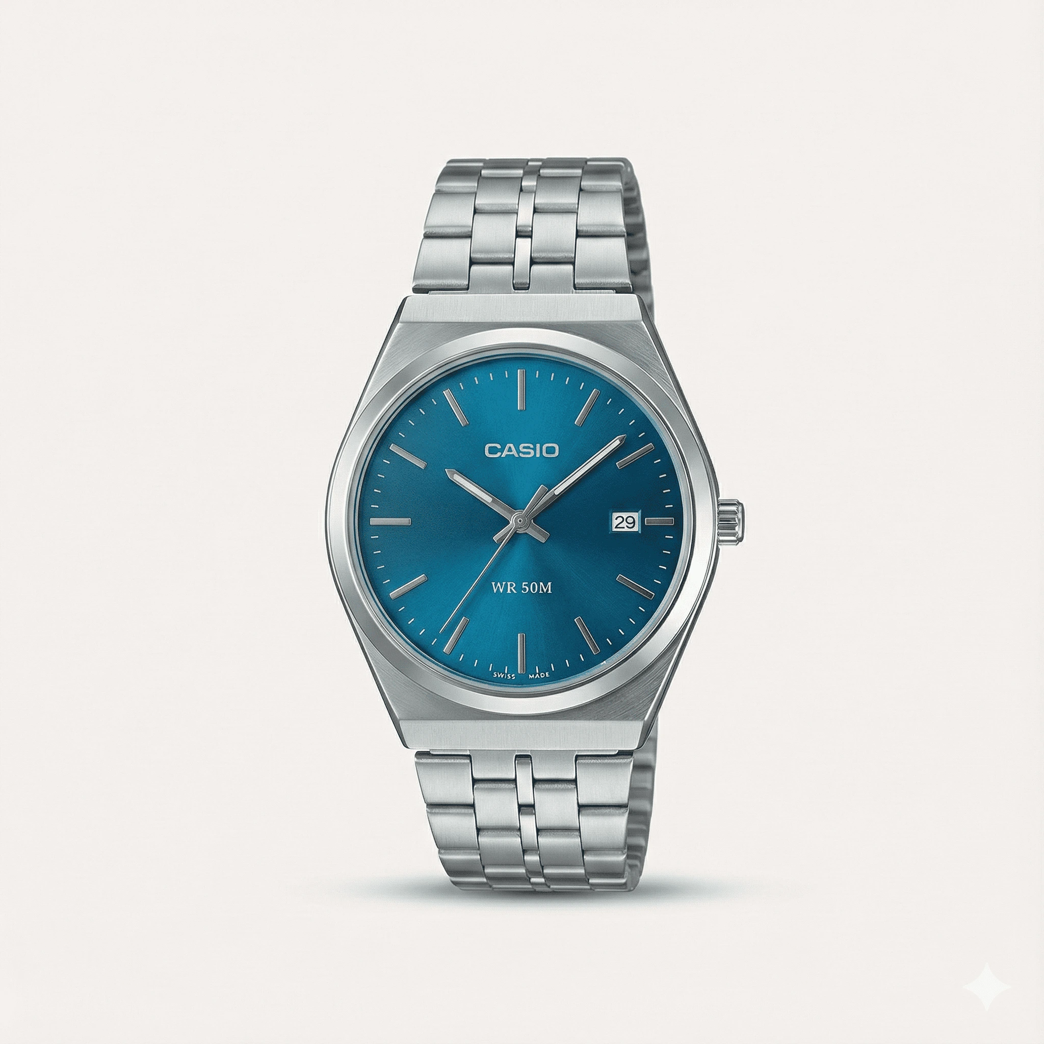 CASIO MTP-B145D-2A2VEF Men's Casual Collection Time Only Watch Bracelet S7273008, Silver, MTP-B145D-2A2VEF